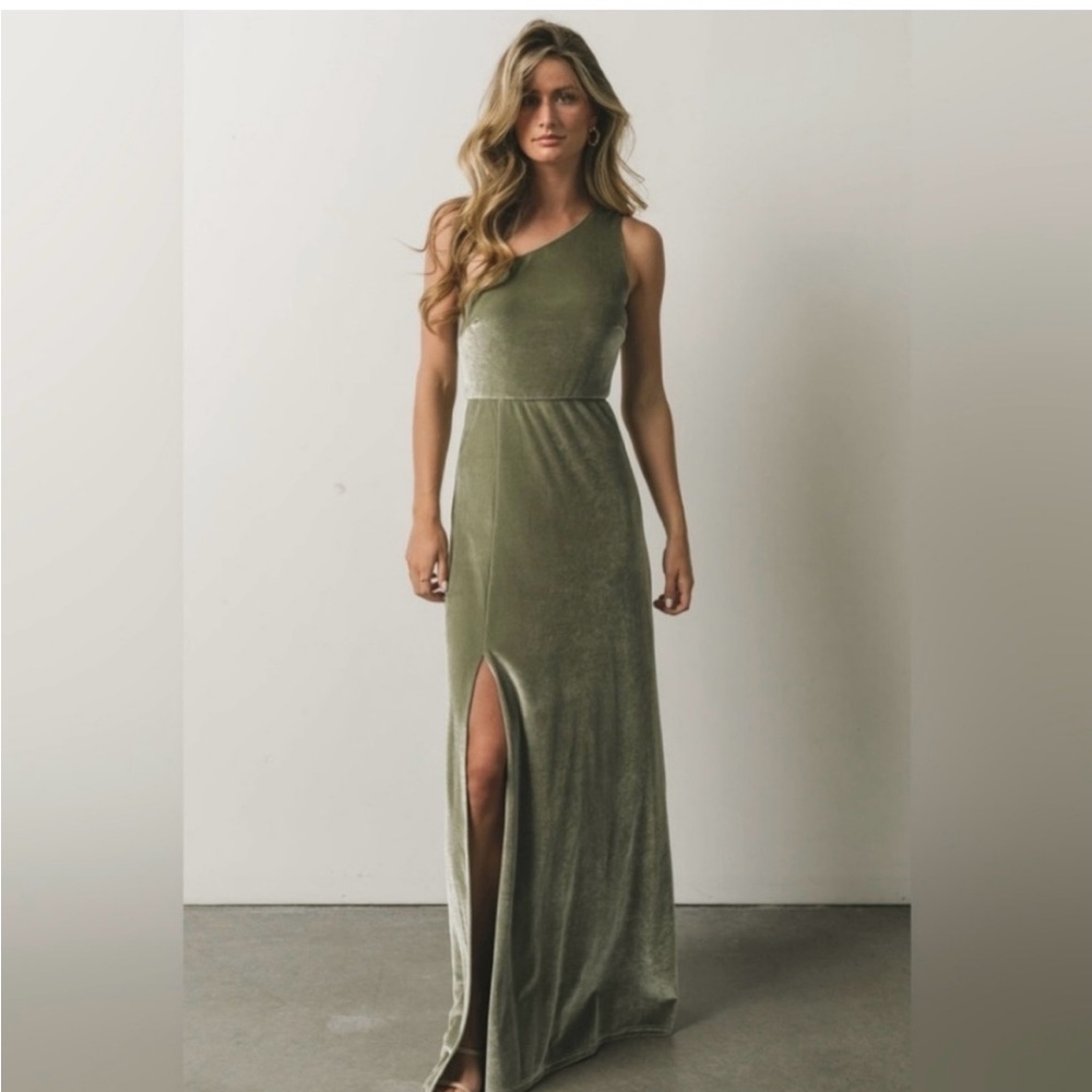 Baltic Born One Shoulder Olive Dress